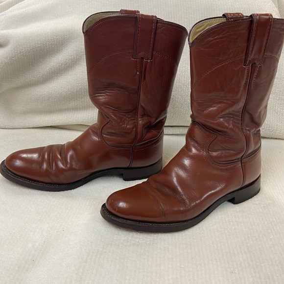 Justin size 6 1/2B Brown Leather Boots - Picture 2 of 14